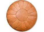 Pouf&Pillows Xl In Vera Pelle - Marrone Sabbia - Fatto A Mano - Consegnato Riempito - Pouf Ottomano A Sacco