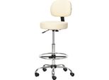 Homcom Sgabello Da Bar Sedia Girevole Sgabello Da Bar Regolabile In Altezza Con Rotelle In Pelle Pu Sgabello Da Lavoro Sgabello Da Ufficio Girevole A 360° Con Schienale Imbottito Beige 56 X 57 X 104-127 Cm