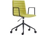 Casadolce Set Di Sedie Da Ufficio A 2 Posti Brezo, Verde, 72X67X84/91 Cm, Girevoli E Regolabili In Altezza, Con Braccioli Fissi