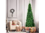 Costway Albero Di Natale A Matita Da 225 Cm Con Luci Led Bianco Caldo, Albero Di Natale Artificiale Con Sistema Pieghevole E Supporto In Metallo, Albero Di Natale Con Aghi In Pvc, Albero Di Natale Artificiale Verde