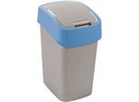 Cestino Curver Flip Bin, 25 Litri, Grigio Argento/Blu, Per Rifiuti