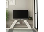 Decortie Farfalla Supporto Tv Moderno Elemento Tv Centrale Multimediale Bianco Antico , 120 X 33,5 X 40 Cm