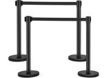 Costway Set Di 4 Barriere Per Il Controllo Della Folla, Paletti In Acciaio Inox Con Cintura Retrattile, Paletti Con Cintura Per Aperture Di Teatri E Fiere (Nero)