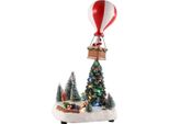 Scena Natalizia Babbo Natale In Mongolfiera - Circa 35,5 Cm