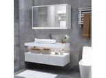 Armadio A Specchio Bagno Costway, Specchio Bagno Con Mensole, Armadio A Specchio Bagno Bianco, Armadio A Muro Con Specchio, Armadio A Muro 55 X 14 X 45 Cm