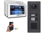 Videocitofono Ip Goliath: 7 Pollici Casa Trifamiliare, Codice Numerico, Antracite : Scatola Da Esterno : 7 Pollici In Bianco : 4 Connessioni Poe Tramite:: 4 Selezione Monitor Poe: 7 Pollici In Bianco Scatola Di Montaggio Campanello: Scatola Da Esterno
