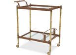 Casa Padrino Carrello Di Servizio In Ottone Vintage / Marrone 74 X 44,5 X H. 84 Cm - Hotel Ristorante Gastronomia Carrello - Accessori