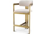 Casa Padrino Sgabello Crema/Ottone 53 X 44,5 X H. 97 Cm - Sgabello Da Bar Imbottito In Acciaio Inox - Mobili Bar