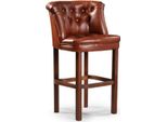 Casa Padrino Sgabello Chesterfield In Pelle Marrone 63 X 56 X H. 107 Cm - Sgabello Da Bar Imbottito In Vera Pelle - Mobili Bar Chesterfield