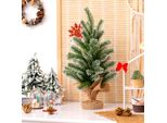 Costway 50Cm Piccolo Albero Di Natale Con Neve, Mini Albero Di Natale Con 55 Rami E Base, Albero Di Natale Artificiale Da Tavolo Per L'ufficio Di Casa