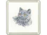 Set Per Punto Croce Heritage Aida "British Blue (A)"", Schema Contato, CFBB1394-A, Formato Sottobicchiere 7,5X7,5Cm"