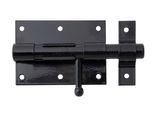 Alberts 137069 Chiusura A Chiavistello, Con Maniglia Tonda E Occhiello Collegato, Plastificato Nero, Piastra 95 X 67 Mm, Bullone Ø 15,5 Mm, Lunghezza Totale 135 Mm, Set Da 3