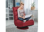 Sedia Da Pavimento Costway Sedia Da Pavimento Girevole A 360° Con Schienale Regolabile In 5 Posizioni Divano Da Pavimento Con Capacità Di Carico Di 150 Kg Divano Pigro Rosso