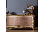 Casa Padrino Cassettiera Barocca Beige / Bianco / Oro - Sontuoso Mobile In Legno Massiccio Con 2 Cassetti - Mobili Barocchi