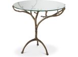Casa Padrino Tavolino In Ottone Vintage Ø 79,5 X H. 75 Cm - Tavolino Rotondo In Ottone Con Piano In Vetro - Mobili Soggiorno - Mobili