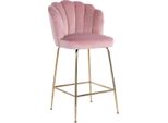 Sgabello Da Bar Casa Padrino Rosa/Oro 51 X 61 X H. 113 Cm - Sgabello Da Bar Imbottito Con Tessuto Di Velluto Pregiato E Gambe In Acciaio Inossidabile - Mobili Da Bar