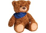 Brubaker Orsetto Di Peluche Con Sciarpa Blu - 42 Cm - Orsetto Vintage Di Peluche - Peluche Con Pelliccia Extra Morbida - Peluche Marrone