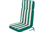 Hobbygarden Cuscino Per Sedia Da Giardino Con Schienale Alto Base Hl Cuscino Per Seduta, Cuscino Confortevole, Cuscino Da Giardino Imbottito Sedia Da Giardino Lounger Chair - Eliza - 119 X 49 X 5 Cm - Verde Con Strisce Beige