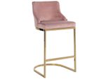 Casa Padrino Sgabello Da Bar Rosa/Oro 48 X 49 X H. 103 Cm - Sgabello Da Bar Imbottito Con Tessuto Di Velluto Pregiato E Gambe In Acciaio Inox - Mobili Da Bar