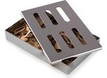 Cassetta Per Affumicatura Blumtal In Acciaio Inox - Accessori Per Barbecue A Gas O A Carbonella, 20X13X3,5 Cm, Argento, Inclusi Trucioli Di Faggio (150 G)
