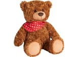 Brubaker Orsetto Di Peluche Con Sciarpa Rossa - 42 Cm - Orsetto Vintage Di Peluche - Peluche Con Pelliccia Extra Morbida - Peluche Marrone