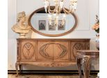 Casa Padrino Set Di Mobili Barocchi Marrone - 1 Credenza Barocca A 4 Ante E 1 Specchio Da Parete Barocco Ovale - Mobili Barocchi