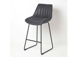 Homescapes Sgabello Da Bar "Ascot"" Sgabello Da Banco In Pelle Finta Con Schienale Alto 97Cm - Nero"