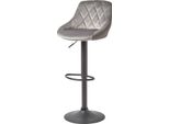 Homescapes Sgabello Da Bar Rivestito In Velluto "Henley"" Sgabello Da Bar Regolabile In Altezza Con Schienale Alto 97 Cm - Grigio"