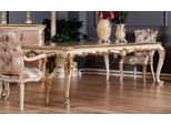 Casa Padrino Tavolo Da Pranzo Barocco Beige / Bianco / Oro - Sontuoso Tavolo Da Pranzo In Legno Massiccio In Stile Barocco - Mobili Da Sala Da Pranzo Barocchi