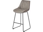 Homescapes Sgabello Da Bar "Ascot"" Sgabello Da Banco In Pelle Finta Con Schienale Alto 97 Cm - Grigio"