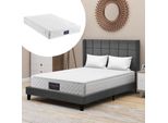 Letto Imbottito Flieks Con Materasso 140X200Cm, Letto Matrimoniale Con Rete A Doghe E Testata, Biancheria Da Letto In Legno Per Giovani Adulti