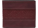 Fossil Portafoglio Everett Large Coin Pocket Bifold Wallet Eggplant Rosso