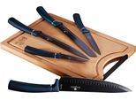 Berlinger Haus Aquamarine Set Di 5 Coltelli Da Cucina Professionali, Lama In Acciaio Inox, Coltello Da Cuoco, Tagliere Blu Navy