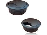 Set Di 2 Passacavi Da Scrivania 80Mm - Colore [Nero] - Uscita Cavi Con Guarnizione Antipolvere Per Varie Scrivanie E Piani Di Lavoro Per Ufficio | Scatola Rotonda Per Cavi In Plastica Abs | Uscita Cavi