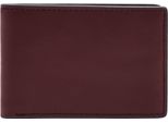Fossil Pelle Porta Carte Di Credito Steven Front Pocket Wallet Bifold Eggplant Rosso