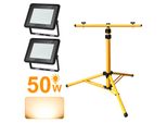 Yakimz Led Proiettore Con Treppiede Luci Di Lavoro Faretto Hotel Costruzione Proiettore 2X50W Bianco Caldo