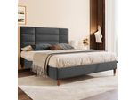 Letto Imbottito Flieks 140X200Cm Con Rete A Doghe E Testata, Struttura Letto Giovanile Letto Matrimoniale Biancheria Da Letto, Verde Scuro