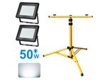 Jiubiaz Led Proiettore Con Treppiede Lavoro Luci Faretto Hotel Costruzione Proiettore 2X50W Bianco Freddo