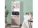 Costway Armadio Da Cucina In Legno Da 180 Cm Con Cassetto, Ripiani Regolabili E Foro Per Cavi, Ampio Spazio Aperto Per Microonde, A Libera Installazione, 60 X 40 X 180 Cm Bianco