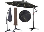 Einfeben 3,5M Ombrellone Da Giardino Con Led Solare E Copertura Protettiva Semaforo Ombrellone Padiglione A Manovella Alluminio, Grigio, 3,5M
