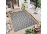 Tappeto Outdoor Indoor Grigio Geometrico Balcone Terrazza Cucina Resistente Alle Intemperie 140 X 200 Cm
