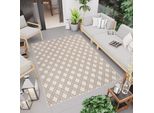 Tappeto Outdoor Indoor Beige Crema Griglia Balcone Terrazza Cucina Resistente Alle Intemperie 80 X 150 Cm