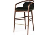 Casa Padrino Sgabello Con Braccioli Verde Scuro / Marrone / Oro 53 X 50 X H. 91 Cm - Sgabello Da Bar In Legno Massiccio Imbottito Con Tessuto Di Velluto Pregiato - Mobili Da Bar