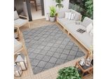 Tappeto Outdoor Indoor Grigio Nero Check Balcone Terrazza Cucina Resistente Alle Intemperie 140 X 200 Cm