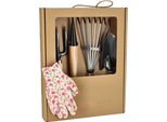 Kotarbau® Mini Set Di Attrezzi Da Giardino 5 Pezzi: Rastrello, Forca, Cazzuola, Guanti