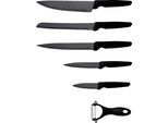 Set Di Coltelli Michelino 6 Pezzi (5 Coltelli E 1 Pelapatate) In Acciaio Inox Lame Affilate Coltello Da Cucina Coltello Da Intaglio Nero