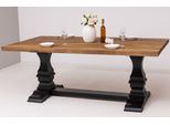 Casa Padrino Tavolo Da Pranzo In Stile Country Marrone/Nero 220 X 120 X H. 78 Cm - Tavolo Da Cucina Rettangolare In Legno Massello - Mobili Da Sala Da Pranzo In Legno Massello In Stile Country