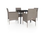 Syfax™ Set Da Pranzo Da Giardino 5 Pz Con Cuscini Beige E Nero