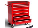 Carrello Da Officina Arebos 7 Cassetti | Con Serratura, Tappetini Antiscivolo, Rosso