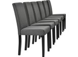 Sedia Da Pranzo 'Hamburg' Set Di 6 Sedie Imbottite Gambe In Legno Grigio Scuro